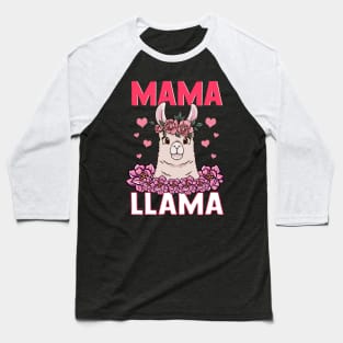 Mama Llama Mom Motherhood Floral Hearts Mothers Day Baseball T-Shirt